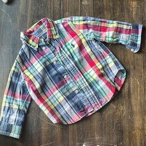 Ralph Lauren Plaid Cotton Poplin Button-Up long sleeves Shirt, 12 months